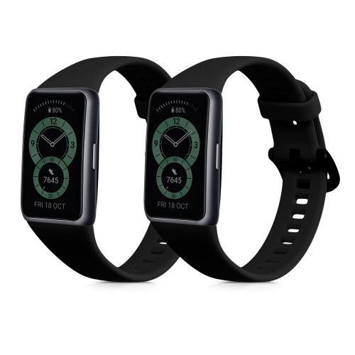 Set 2 Curele Kwmobile pentru Huawei Band 6, Negru, Silicon, KWM000016VS011C