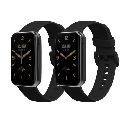 Set 2 Curele Kwmobile pentru Xiaomi Mi Band 7 Pro, Negru, Silicon, KWM0000176Z008C