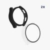 Set 2 Huse Kwmobile cu sticla securizata pentru Samsung Galaxy Watch 6, Negru/Transparent, Plastic, KWM000024TC001C