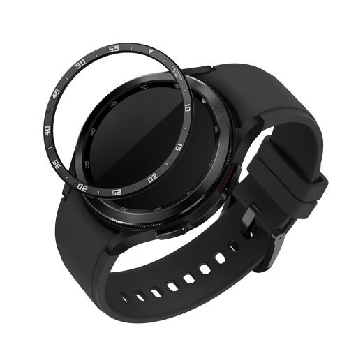 Rama cadran Kwmobile pentru Samsung Galaxy Watch 6 Classic, Negru/Argintiu, Aluminiu, KWM000024TK001C