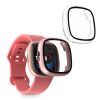 Set 2 Huse Kwmobile cu sticla securizata pentru Fitbit Versa 4/Sense 2, Transparent/Roz, Plastic, KWM000024UJ003C