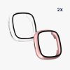 Set 2 Huse Kwmobile cu sticla securizata pentru Fitbit Versa 4/Sense 2, Transparent/Roz, Plastic, KWM000024UJ003C