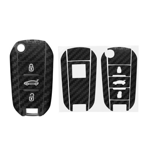 Set 2 Autocolante cheie auto Kwmobile pentru Peugeot 3 Butoane, Negru, PVC, KWM000024UO001C