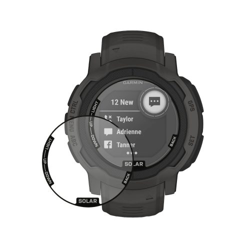 Set 2 Folii de protectie Kwmobile pentru Garmin Instinct 2, Transparent/Negru, Polimer, KWM000024UZ001C