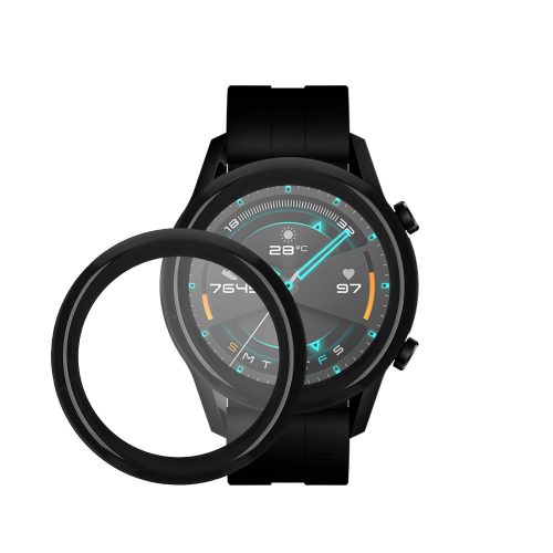 Set 2 Folii de protectie Kwmobile pentru Huawei Watch GT2 (42mm), Transparent/Negru, Polimer, KWM000024VU001C