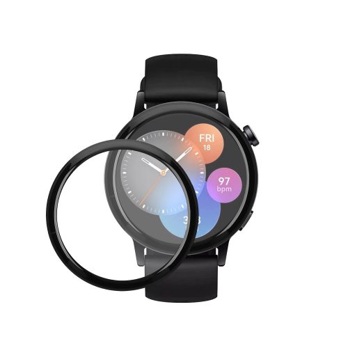 Set 2 Folii de protectie Kwmobile pentru Huawei Watch GT 3 (42mm), Transparent/Negru, Polimer, KWM000024VW001C