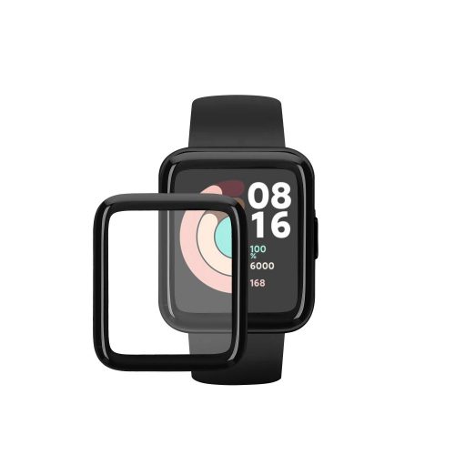 Set 2 Folii de protectie Kwmobile pentru Xiaomi Redmi Watch 2 Lite, Transparent/Negru, Polimer, KWM000024WS001C