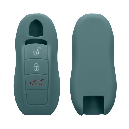 Husa Cheie Auto Kwmobile pentru Peugeot 3 Butoane, Verde inchis, Silicon, KWM000008IA003C