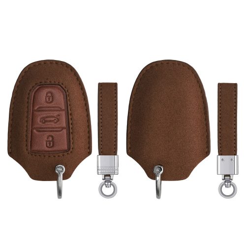 Husa Cheie Auto Kwmobile pentru Peugeot/Citroen 3 Butoane - Smart Key, Maro, Piele ecologica, KWM000024XO001C