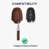 Husa Cheie Auto Kwmobile pentru Peugeot/Citroen 3 Butoane - Smart Key, Maro, Piele ecologica, KWM000024XO001C