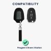 Husa Cheie Auto Kwmobile pentru Peugeot/Citroen 3 Butoane - Smart Key, Negru/Gri, Piele ecologica, KWM000024XO002C