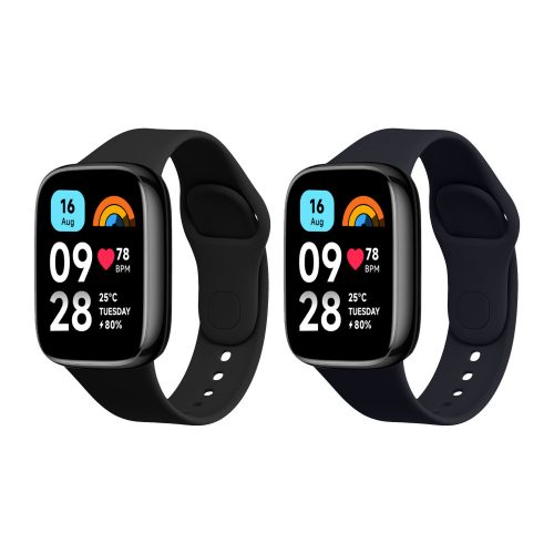 Set 2 Curele Kwmobile pentru Xiaomi Redmi Watch 3 Active, Negru/Albastru inchis, Silicon, KWM000024XY001C