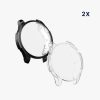 Set 2 Huse Kwmobile pentru Amazfit GTR 4, Negru/Transparent, Silicon, KWM0000188X002C