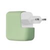 Husa Incarcator Kwmobile pentru Apple 35W Dual USB-C Power Adapter, Verde deschis, Silicon, KWM000024YY002C