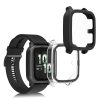 Set 2 Huse Kwmobile cu sticla securizata pentru Garmin Venu Sq 2 Music, Transparent/Negru, Plastic, KWM000024ZF002C