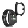 Set 2 Huse Kwmobile cu sticla securizata pentru Garmin Venu Sq 2 Music, Transparent/Negru, Plastic, KWM000024ZF002C