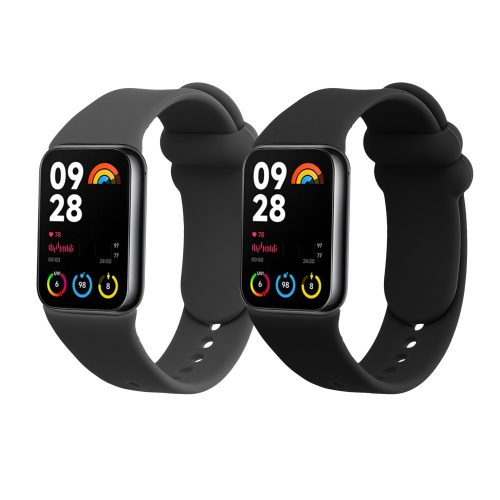 Set 2 Curele Kwmobile pentru Xiaomi Mi Band 8 Pro, Negru/Gri, Silicon, KWM0000250D001C