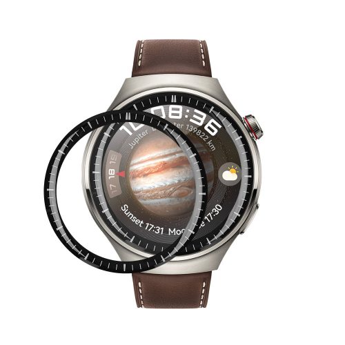 Set 2 Folii de protectie Kwmobile pentru Huawei Watch 4 Pro, Transparent/Negru, Polimer, KWM0000250Q001C