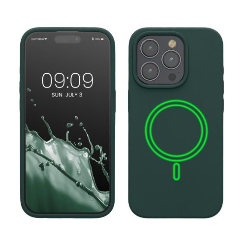 Husa Kwmobile pentru Apple iPhone 15 Pro, Verde inchis, Silicon, KWM000022OF002C