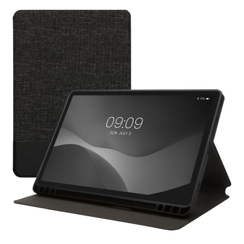 Husa Kwmobile pentru Samsung Galaxy Tab S9 FE, Gri inchis/Negru, Textil, KWM000023QG001C