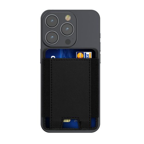 Card pocket Universal Kwmobile pentru telefoane, Negru, Piele ecologica, KWM000020IO001C