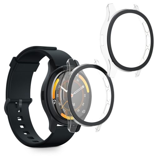 Set 2 Huse Kwmobile cu sticla securizata pentru Garmin Venu 3S, Transparent, Plastic, KWM0000251S001C