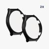 Set 2 Huse Kwmobile cu sticla securizata pentru Xiaomi Watch S1, Negru, Plastic, KWM000015ES004C