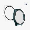 Set 2 Huse Kwmobile cu sticla securizata pentru Xiaomi Watch S1, Transparent/Verde, Plastic, KWM000015ES005C