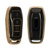 Husa Cheie Auto Kwmobile pentru Ford 3 Butoane - Key Free, Negru/Auriu, Silicon, KWM0000252K001C