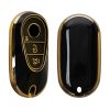 Husa Cheie Auto Kwmobile pentru Mercedes Benz 3 Butoane - Smart Key, Negru/Auriu, Silicon, KWM0000252L001C