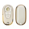 Husa Cheie Auto Kwmobile pentru Mercedes Benz 3 Butoane - Smart Key, Alb/Auriu, Silicon, KWM0000252L002C