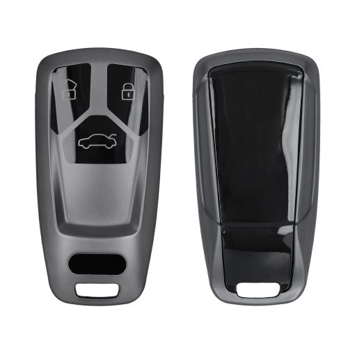 Husa Cheie Auto Kwmobile pentru Audi 3 Butoane - Smart Key, Gri/Negru, Silicon, KWM000010WM002C