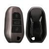 Husa Cheie Auto Kwmobile pentru Peugeot/Citroen 3 Butoane - Smart Key, Gri/Negru, Silicon, KWM0000252W001C