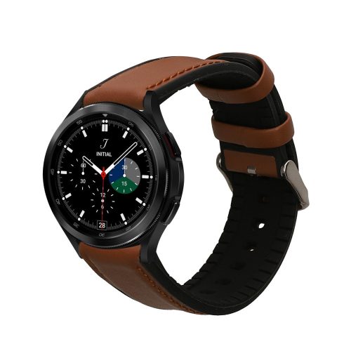 Curea Kwmobile pentru Samsung Galaxy Watch 4/Galaxy Watch 4 Classic/Galaxy Watch 3, Maro/Negru, Piele naturala, KWM0000253H001C