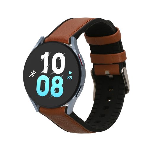 Curea Kwmobile pentru Samsung Galaxy Watch 5/Galaxy Watch 5 Pro/Galaxy Watch 4, Maro/Negru, Piele naturala, KWM0000253I001C