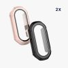 Set 2 Huse Kwmobile pentru Xiaomi Mi Band 8, Negru/Roz, Silicon, KWM0000206E003C