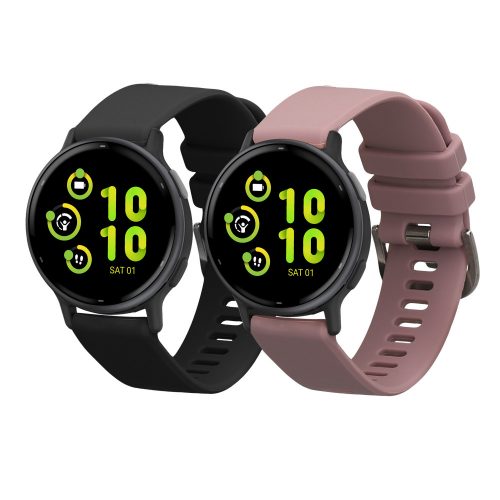 Set 2 Curele Kwmobile pentru Garmin vivoactive 5/Active 5, Negru/Mov, Silicon, KWM0000254E002C