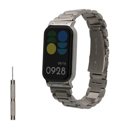 Curea Kwmobile pentru Xiaomi Smart Band 8 Active/Redmi Band 2, Argintiu, Otel, KWM0000254J001C