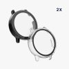 Set 2 Huse Kwmobile cu sticla securizata pentru Garmin vivoactive 5/Active 5, Transparent/Negru, Plastic, KWM0000254N002C