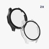 Set 2 Huse Kwmobile cu sticla securizata pentru Huawei Watch GT 4 (46mm), Transparent/Negru, Plastic, KWM0000254O002C