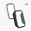 Set 2 Huse complete Kwmobile pentru Xiaomi Smart Band 8 Active/Redmi Band 2, Transparent/Negru, Plastic, KWM0000254Q002C