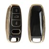 Husa Cheie Auto Kwmobile pentru Audi 3 Butoane - Keyless Go, Negru/Auriu, Silicon, KWM0000256J001C