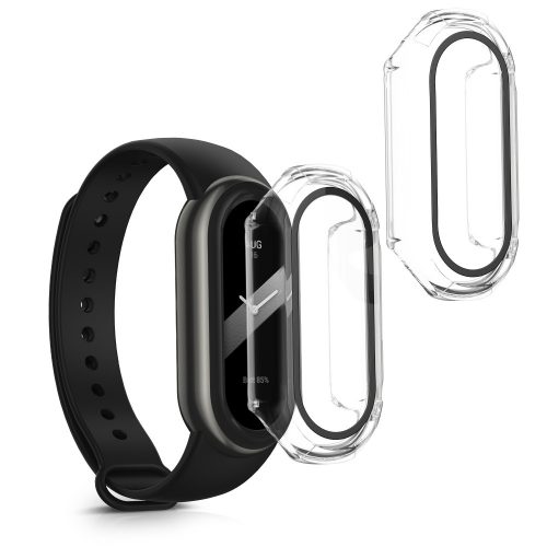 Set 2 Huse complete Kwmobile pentru Xiaomi Mi Band 8, Transparent, Plastic, KWM0000206D002C