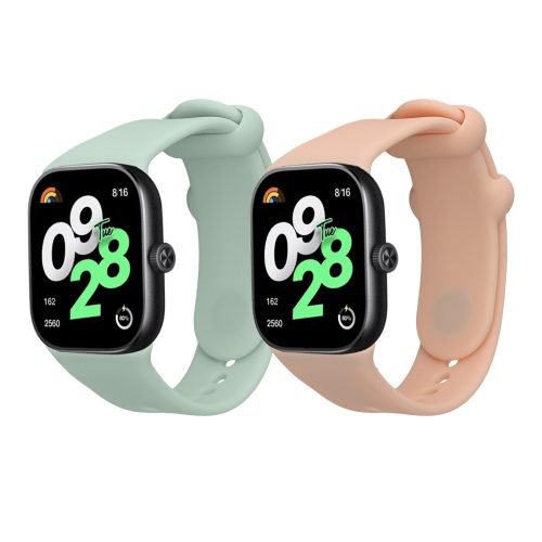 Set 2 Curele Kwmobile pentru Xiaomi Redmi Watch 4, Verde/Roz, Silicon, KWM000025BA003C