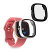 Set 2 Huse Kwmobile cu sticla securizata pentru Fitbit Versa 4/Sense 2, Negru/Argintiu, Plastic, KWM000024UJ004C