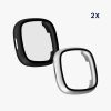 Set 2 Huse Kwmobile cu sticla securizata pentru Fitbit Versa 4/Sense 2, Negru/Argintiu, Plastic, KWM000024UJ004C