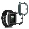 Set 2 Huse Kwmobile cu sticla securizata pentru Garmin Venu Sq 2 Music, Negru/Verde, Plastic, KWM000024ZF004C