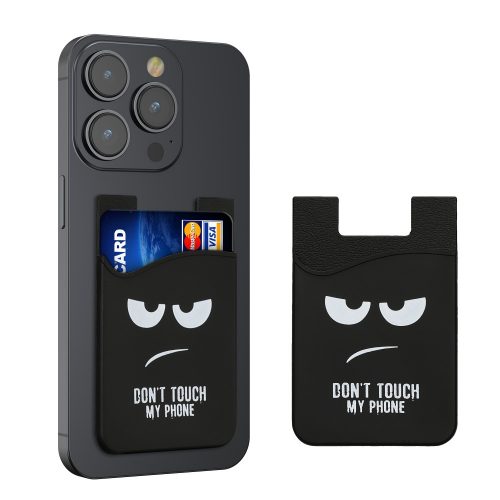 Set 2 Card pocket Kwmobile pentru telefoane, Negru/Alb, Silicon, KWM000020MC001C