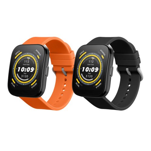 Set 2 Curele Kwmobile pentru Amazfit Bip 5/GTR 4, Negru/Portocaliu, Silicon, KWM000024YT005C