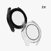 Set 2 Huse Kwmobile cu sticla securizata pentru Xiaomi Watch S3, Negru/Transparent, Plastic, KWM000025GV001C